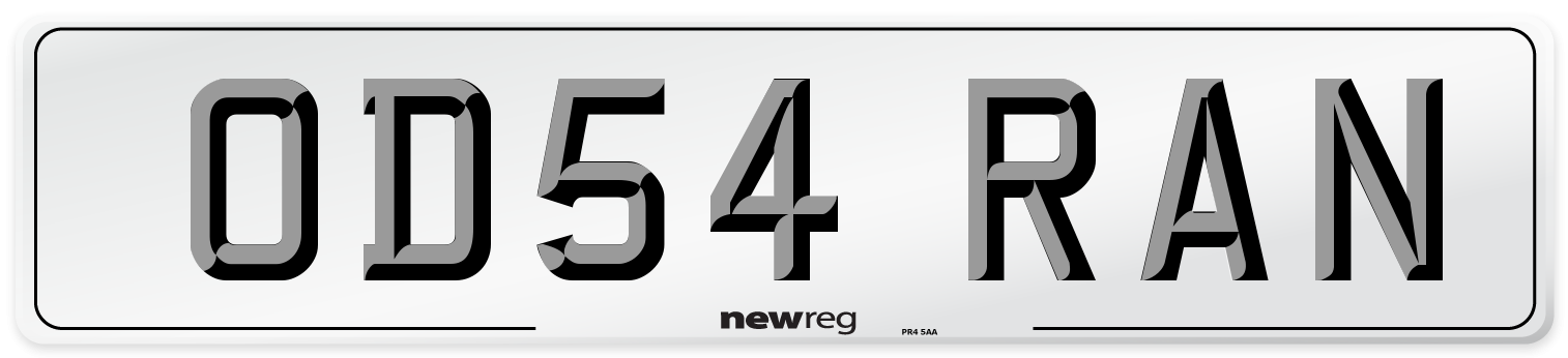 OD54 RAN Number Plate from New Reg